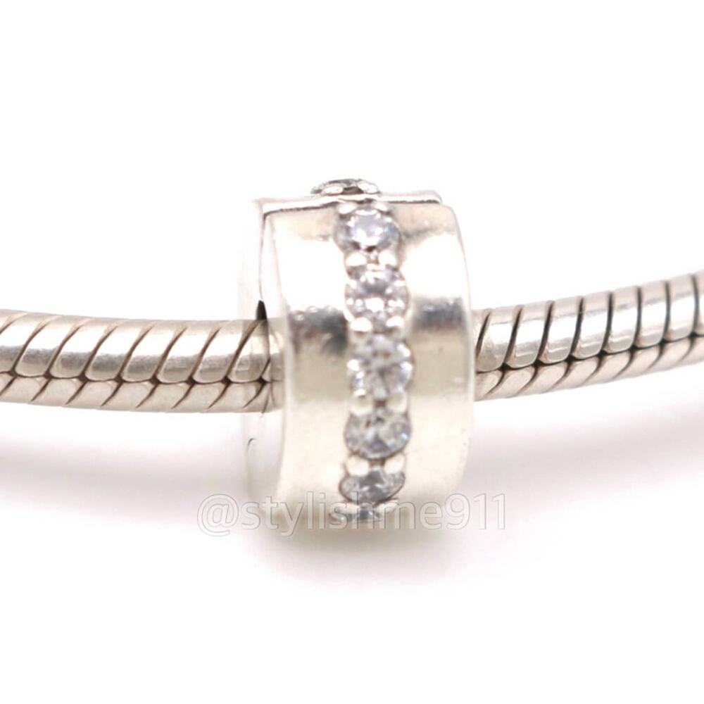 One Authentic PANDORA Sterling Silver Shining Path Sparkling Row Clip